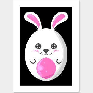 Painted Easter Egg in Rabbit Look Bunny Egg Easter Posters and Art